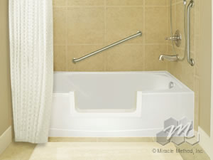 Are you or a loved one aging or suffering from mobility issues?Miracle Method can help make your bathroom safer!Our EASY STEP, the Step Through Tub to Shower Conversion-Can turn your existing bathtub into a step-through showerHelp reduce the danger of slip and fall accidents with our bath safety features!Miracle Method Can-*Install Grab Bars*Install a Slip Resistant Surface to your existing tub*Install a Handheld Shower*Install a Curved Shower Rod*Refinsh your existing bath and kitchen fixtures to look like new-In PlaceThe EASY STEP bathtub to shower conversion creates a 24\