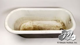Before Miracle Method restored claw foot tub