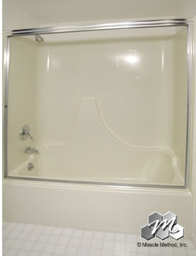After Miracle Method resurfaced the fiberglass tub and shower