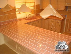 Before the Miracle Method makeover of the countertop and backsplash
