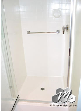 After Miracle Method refinished the shower stall.